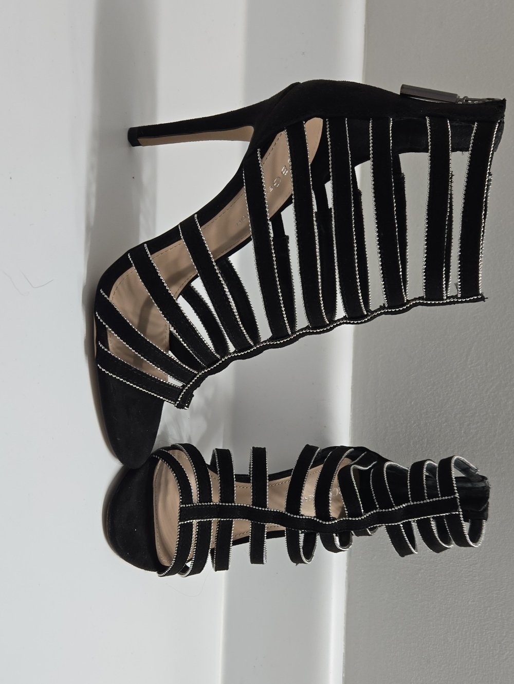 BCBG Generation Black Strappy High Heel Sandals